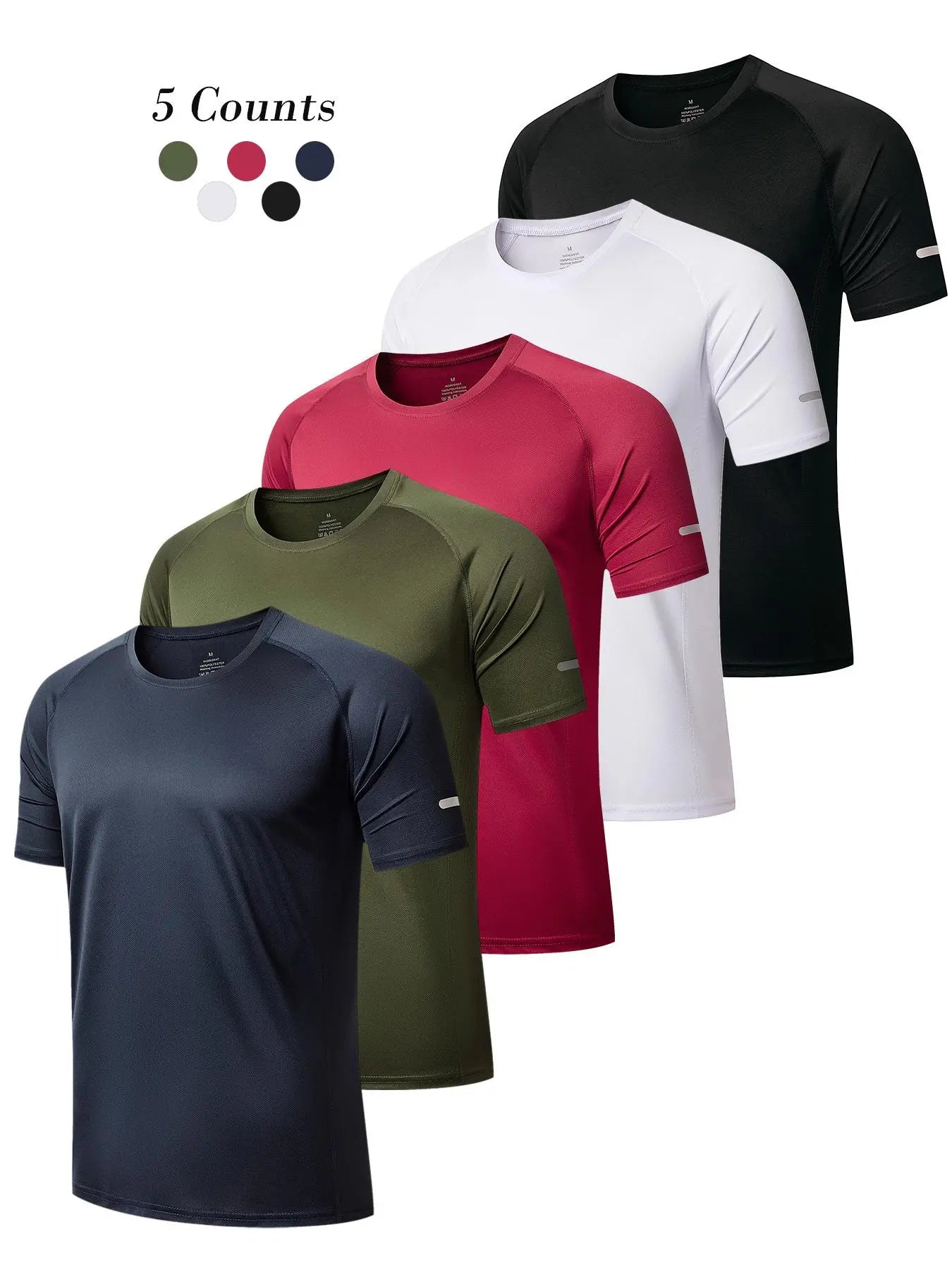 3/5 Pack Men'S Short Sleeve Sport round Neck Shirt, Breathable Cool Polyester T-Shirt, Ideal for Running Cycling Fitness, Quick Dry Casual Sports Top, Athletic Shirt, Athletic Tops