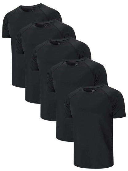 3/5 Pack Men'S Short Sleeve Sport round Neck Shirt, Breathable Cool Polyester T-Shirt, Ideal for Running Cycling Fitness, Quick Dry Casual Sports Top, Athletic Shirt, Athletic Tops