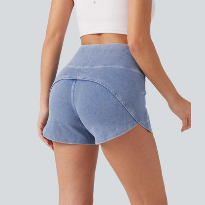 【Creator’S Pick】Halara Flex High Waisted Tummy Control Curved Hem Skinny Denim Casual Shorts with Pockets
