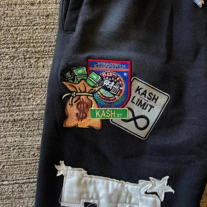 Double Waisted Sweatpants Men Graphic Embroider Y2K Sweatpants Men Graffiti Streetwear Wide Leg Boxer Sweat Pants
