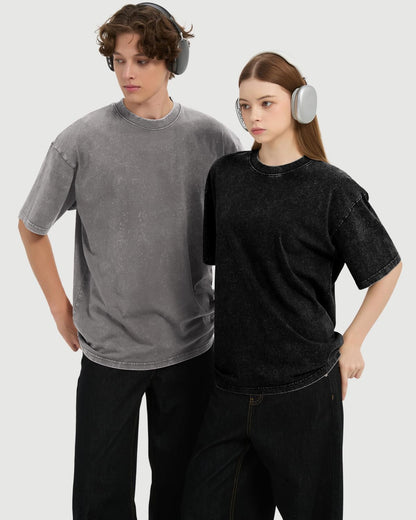 3 Pack Men'S Oversized T Shirts Casual Cotton Unisex Short Sleeve Loose Fit Tee Acid Washed Tops