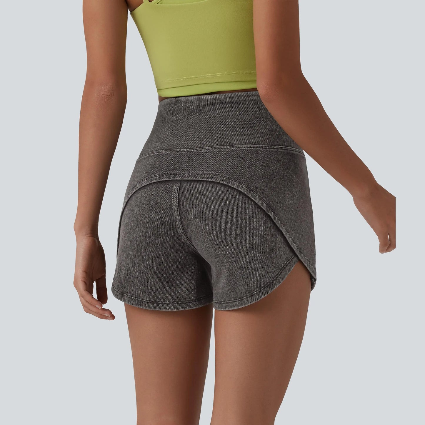 【Creator’S Pick】Halara Flex High Waisted Tummy Control Curved Hem Skinny Denim Casual Shorts with Pockets