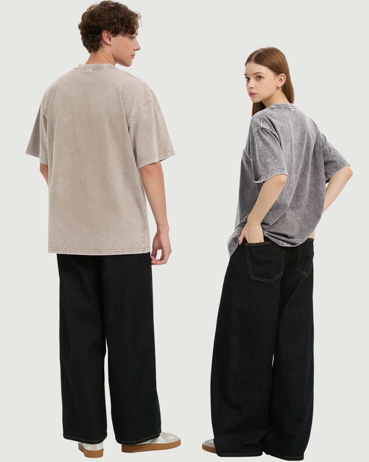 3 Pack Men'S Oversized T Shirts Casual Cotton Unisex Short Sleeve Loose Fit Tee Acid Washed Tops