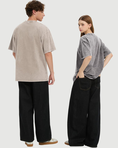 3 Pack Men'S Oversized T Shirts Casual Cotton Unisex Short Sleeve Loose Fit Tee Acid Washed Tops