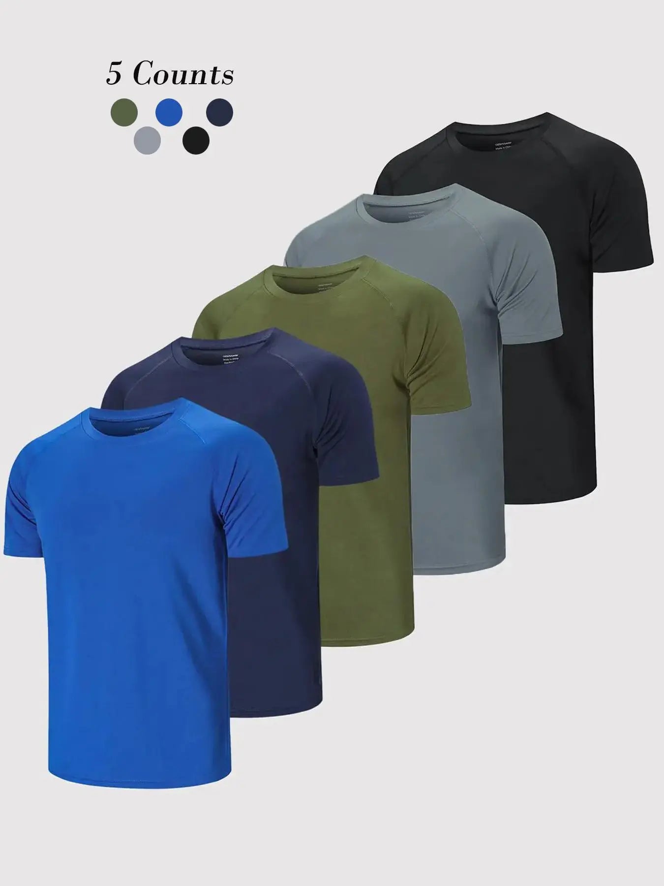 3/5 Pack Men'S Short Sleeve Sport round Neck Shirt, Breathable Cool Polyester T-Shirt, Ideal for Running Cycling Fitness, Quick Dry Casual Sports Top, Athletic Shirt, Athletic Tops