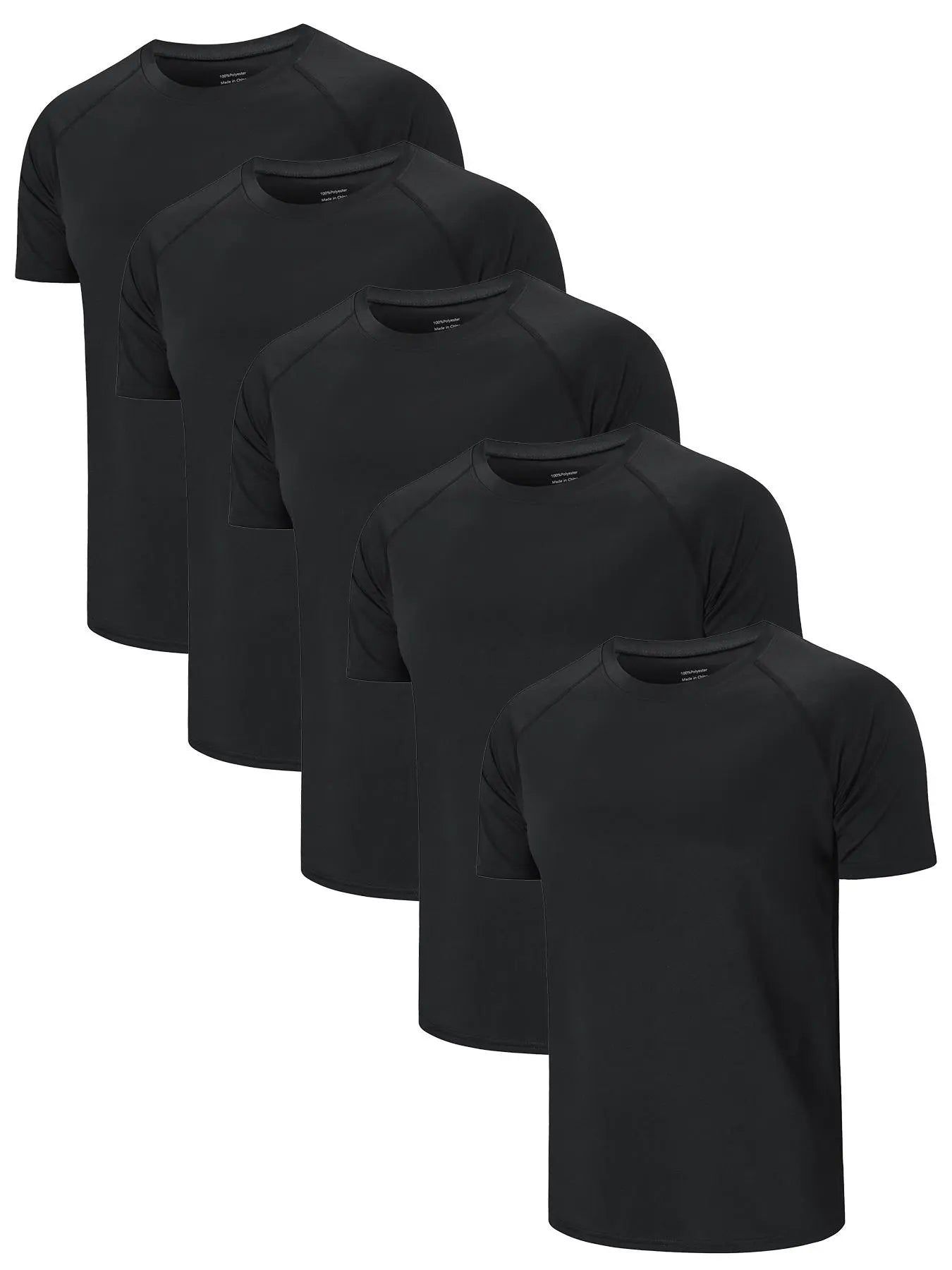 3/5 Pack Men'S Short Sleeve Sport round Neck Shirt, Breathable Cool Polyester T-Shirt, Ideal for Running Cycling Fitness, Quick Dry Casual Sports Top, Athletic Shirt, Athletic Tops