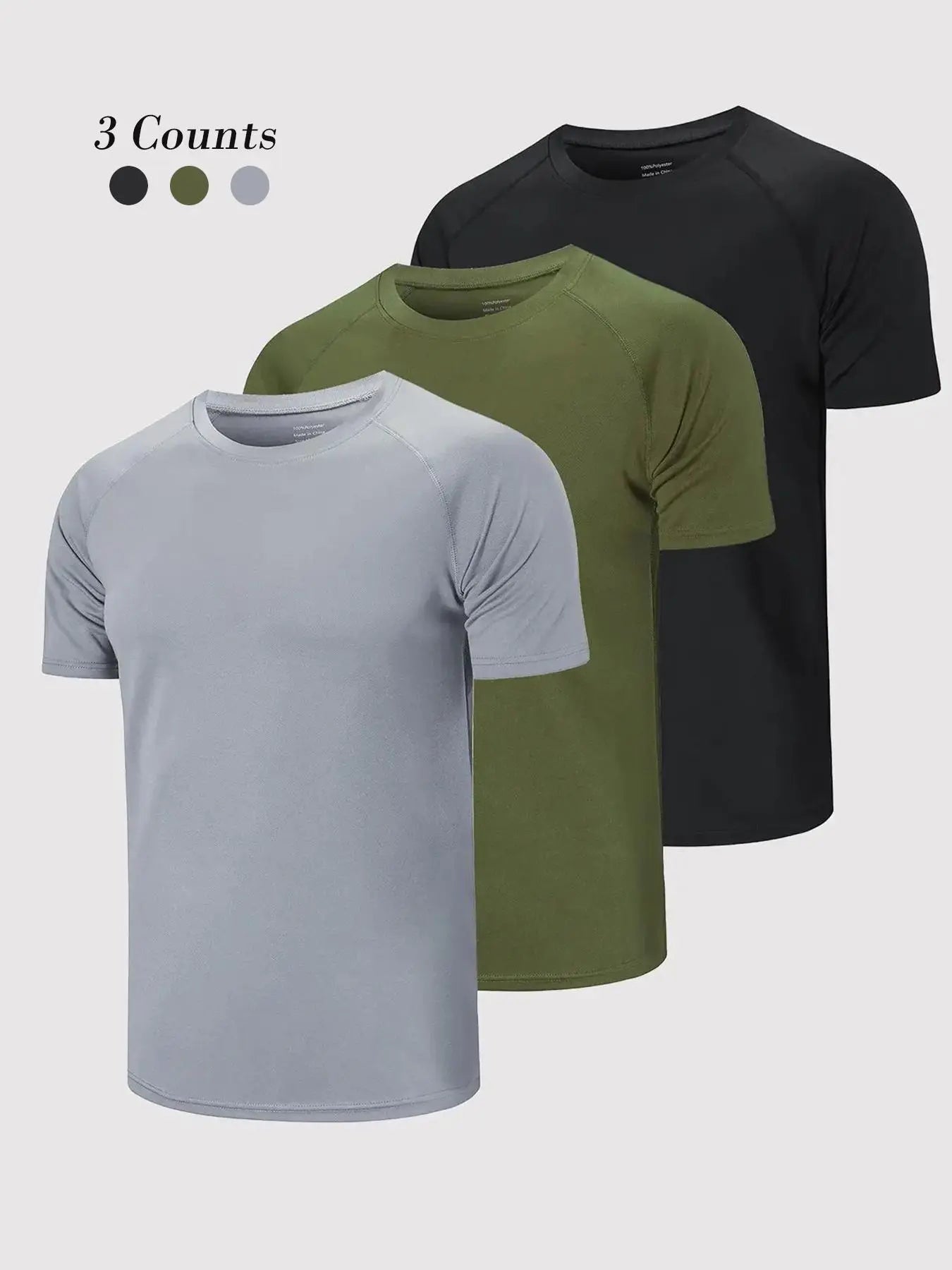 3/5 Pack Men'S Short Sleeve Sport round Neck Shirt, Breathable Cool Polyester T-Shirt, Ideal for Running Cycling Fitness, Quick Dry Casual Sports Top, Athletic Shirt, Athletic Tops
